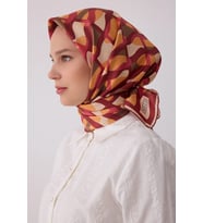 Belli Karma Desenli Twill İpek Eşarp 4420D