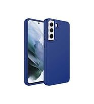 Samsung Galaxy S21 FE Uyumlu Kılıf Metal Çerçeve ve Buton Tasarımlı Silikon Zore Luna Kapak (Lacivert)