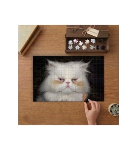 Beyaz İran Kedisi Tasarımı 240 parça Ahşap Puzzle Ahşap Kutuda MP02459