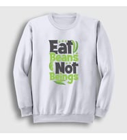 Presmono Unisex Beyaz Beans Vegan Vegetarian Vejetaryen Sweatshirt 541841tt (Beyaz)