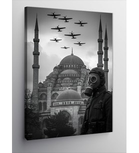 Kanvas Tablo Uçaklar Ve Cami Silüeti