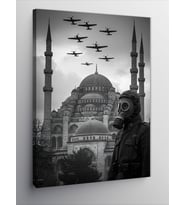 Kanvas Tablo Uçaklar Ve Cami Silüeti