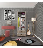 Kenzlife gardırop 2 kapılı kapaklı 2 çekmeceli nilüfer crd 173*60*42 gardolap dolap ofis (Karışık)