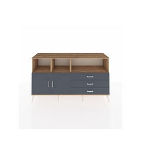 Kronos Konsol 5 Raflı 3 Çekmeceli 2 Kapaklı 176x59x99 Çam-Antrasit