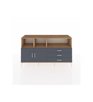 Kronos Konsol 5 Raflı 3 Çekmeceli 2 Kapaklı 176x59x99 Çam-Antrasit