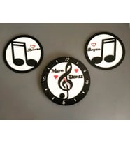 Müzik,nota ,sol anahtarı temalı duvar saati kişiye özel