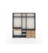 Arges Dolap 7 Raflı 4 Çekmeceli 3 Askılı 220x30x243 Antrasit-Antrasit/Çam
