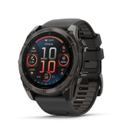 Garmin Fenix 8 – 51mm AMOLED Sapphire Karbon Gri DLC, Siyah/Gri Silikon Kayışlı