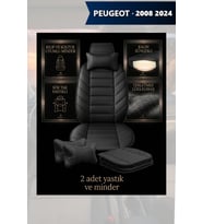 peugeot 2008 2024 Koltuk ve Kılıf uyumlu Yastık Lüks Siyah Minder 2 Minder 2 Yastık