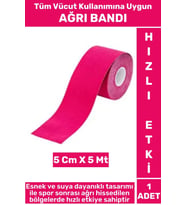 Premium Hızlı Etki Kas Bel Bacak Kol Boyun Sırt Omuz Karın Kalça Spor 5 Metre Isı Ağrı Bandı Pembe