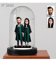 Avukatlar Gününe Özel Çift Tasarım Işıklı Karikatür Avukat Fanus Biblo, Avukatlar Günü Hediyesi