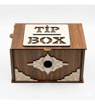 Ahşap Bahşiş Kutusu (Tip Box), Dekoratif Para Kutusu, Kilitli Tasarım, Kafe ve Restoran İçin
