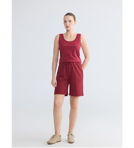 LCWAIKIKI Basic Bordo Beli Lastikli Kadın Şort