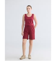LCWAIKIKI Basic Bordo Beli Lastikli Kadın Şort