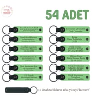 Dernek Etkinliklerinde Dağıtılmak Üzere, 54'lü Set, Aile Temalı İsimli Anahtarlık, F Yeşil & Laci (Fıstık Yeşili)