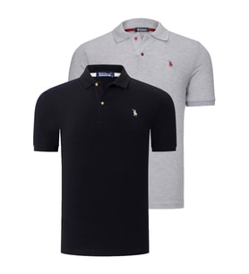 İKİLİ SET T8561 DEWBERRY ERKEK TSHIRT-GRİ-SİYAH (Karışık)