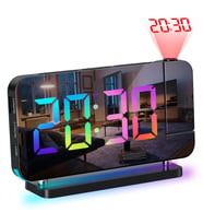 EtaShop RGB Projeksiyonlu Çalar Saat -7Ayna LED Dijital Saat Tavana Zaman Yansıtma USB & Type C Şarj