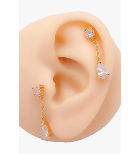Lexroo Taşlı Damla Taşlı Sallantılı Tragus Helix Piercing (1adet)