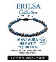 Sertifikalı AAA+ Terahertz ve Mavi Aura Hematit İnce Model Bileklik – Aura Koruma (Çok Renkli)