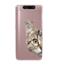 Samsung Galaxy A90   Kamera Korumalı  Kapak Catface Tasarımlı  Şeffaf Kılıf