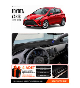 TOYOTA YARİS (2014-2019) Uyumlu Torpido Örtüsü Torpido Kılıfı - Siyah