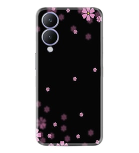 Vivo Y17s Kılıf Resimli Desenli Baskılı Silikon Black Flowers 1391