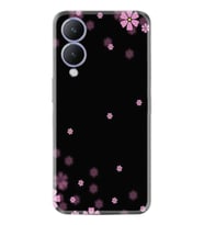 Vivo Y17s Kılıf Resimli Desenli Baskılı Silikon Black Flowers 1391