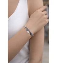 Mavi Taş Detaylı Çelik Charm Bileklik (Mavi Gümüş)
