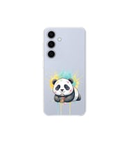 Samsung Galaxy S25 FE ile Uyumlu Splash Panda Tasarımlı Şeffaf Silikon Kılıf
