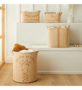 Ocean Home Textile 4'lü Çocuk Odası Sevimli Zürafa Jüt Keten Kumaş Sepet Set