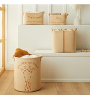 Ocean Home Textile 4'lü Çocuk Odası Sevimli Zürafa Jüt Keten Kumaş Sepet Set