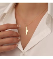 Kişiye Özel Bıçak Model Kolye 925K Gümüş (Gold) Cheflere Özel Hediye