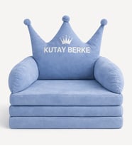 ABT Kişiye Özel Isimli Taç Tasarımlı Katlanabilir Bebek & Çocuk Koltuğu (Mavi)