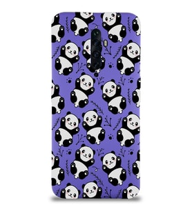 Oppo Reno 2z Uyumlu Lansman Kılıf Panda Tasarımlı İçi Kadife Kapak-Mor (Şeffaf)