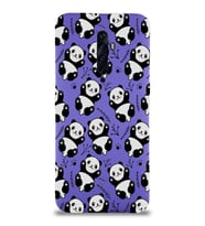 Oppo Reno 2z Uyumlu Lansman Kılıf Panda Tasarımlı İçi Kadife Kapak-Mor (Şeffaf)