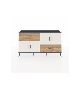 Arges Konsol 3 Raflı 2 Çekmeceli 4 Kapaklı 176x30x99 Antrasit-Aytaşı/Çam