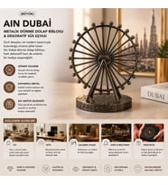 Büyük Boy Metalik Dönme Dolap Biblosu - Ain Dubai Figürü - Krom ve Bakır - Dekoratif Tasarım