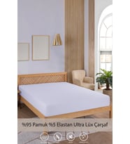 Penye-Likralı Lastikli Çarşaf, 120×200 Tek Kişilik %100 Pamuk-Elastan Örme Kumaş, 200 gr/m² (Beyaz)