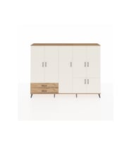 Arges Dolap 12 Raflı 2 Çekmeceli 7 Kapaklı 220x30x163 Çam-Aytaşı/Çam