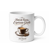 Espresso Severler İçin Özel Tasarım Baskılı Porselen Kupa Bardak Hediye