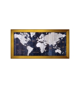 Harita Temalı Kanvas Tablo 50 x 70 cm Gold Çerçeve