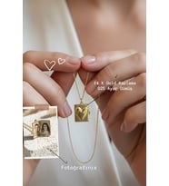14 K Gold Kaplama 925 Ayar Gümüş Kalpli Hediyelik Kolye