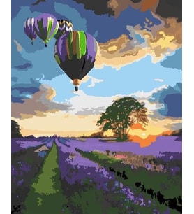 Lavantalar Üstündeki Balonlar Sayılarla Boyama Seti 40x50 cm (Tuvale Gerili)