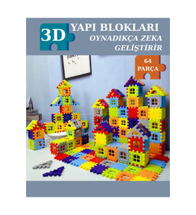 Puzzle City 3d Yapı Ve Tasarım Blokları 64 Parça Eğitici Oyuncak Seti