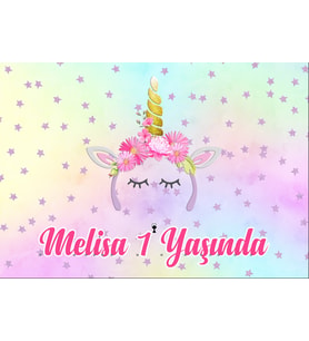 Unicorn Temalı Doğum Günü Afişi 35X50 cm