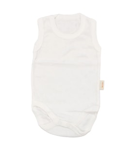 Unisex Ekru Jakarlı Askılı Çıtçıtlı Body Zıbın