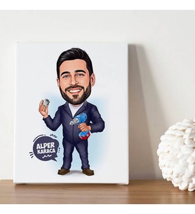 Tamirci Erkek Karikatürlü Kanvas Tablo