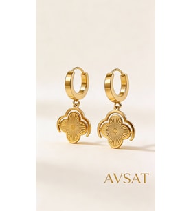 Gold Renk Sallantılı Paslanmaz Çelik Van Cleef Kadın Küpe