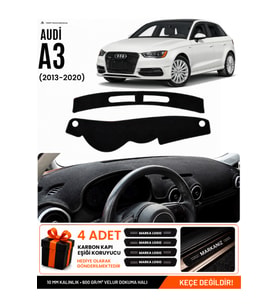 AUDİ A3 (2013-2020) Uyumlu Torpido Örtüsü Torpido Kılıfı - Siyah