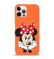 Apple iPhone 12 Pro  Lansman Kılıf Minnie Mouse Tasarımlı Altı Kapalı İçi Kadife Kaplı  Kapak (Şeffaf)
